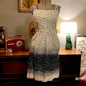 Vintage summer dress white and navy blue